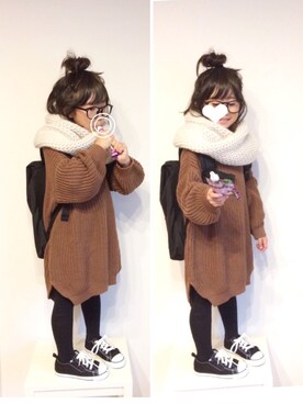 「INNOCENT BLUE（イノセントブルー）のアイテム」を使った、aya＊tomoさん（キッズ・110cm）の秋コーディネート