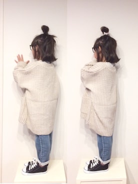 「ロングカーディガン」｜aya＊tomoさん（キッズ・110cm）の秋コーディネート