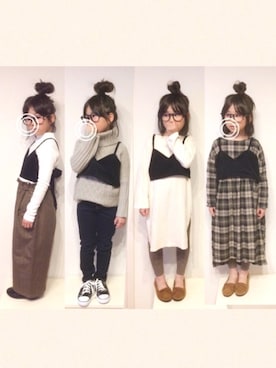 「アイテム（キャミソール）」を使った、aya＊tomoさん（キッズ・110cm）の冬コーディネート