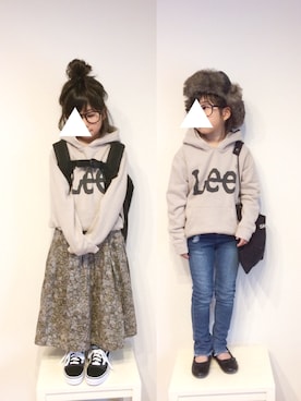 「アイテム（スカート）」を使った、aya＊tomoさん（キッズ・110cm）の冬コーディネート