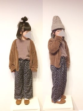 「devirock（デビロック）のアイテム（モカシン/デッキシューズ）」を使った、aya＊tomoさん（キッズ・110cm）の冬コーディネート