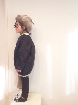 「no brand（ノーブランド）のアイテム（ミリタリージャケット）」を使った、aya＊tomoさん（キッズ・110cm）の冬コーディネート