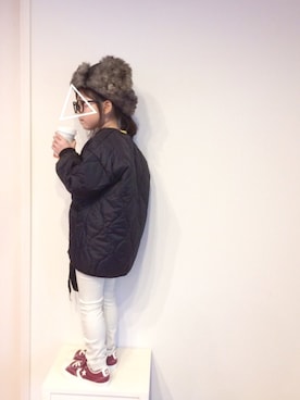 「no brand（ノーブランド）のアイテム（ミリタリージャケット）」を使った、aya＊tomoさん（キッズ・110cm）の冬コーディネート