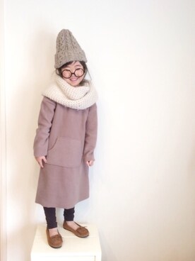 「devirock（デビロック）のアイテム（モカシン/デッキシューズ）」を使った、aya＊tomoさん（キッズ・110cm）の冬コーディネート