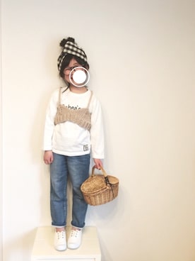 「アイテム（キャミソール）」を使った、aya＊tomoさん（キッズ・110cm）の冬コーディネート