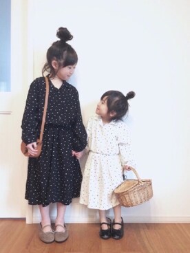 「アイテム（シャツワンピース）」を使った、aya＊tomoさん（キッズ・90cm）の春コーディネート