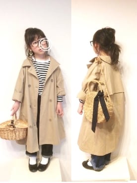 「サークルバッグ」｜「アイテム（トレンチコート）」を使った、aya＊tomoさん（キッズ・110cm）の春コーディネート