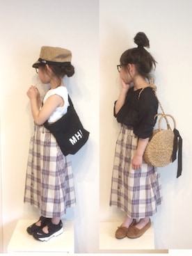 「アイテム（モカシン/デッキシューズ）」を使った、aya＊tomoさん（キッズ・110cm）の春コーディネート