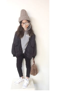 「no brand（ノーブランド）のアイテム（ミリタリージャケット）」を使った、aya＊tomoさん（キッズ・120cm）の秋コーディネート