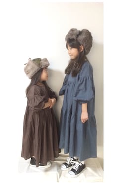 「アイラブCONVERSE」｜「アイテム（ワンピース/ドレス）」を使った、aya＊tomoさん（キッズ・120cm）の冬コーディネート