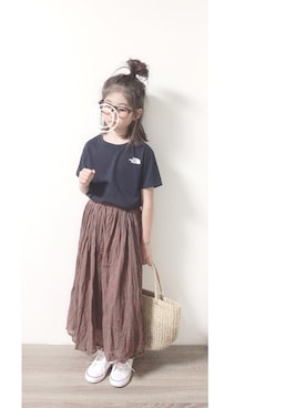 「CIAOPANIC TYPY（チャオパニックティピー）の【ママとおそろい】indiaボイルスカウチョ（その他パンツ）」を使った、aya＊tomoさん（キッズ・125cm）の夏コーディネート