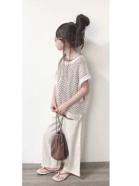 「no brand（ノーブランド）のアイテム（サンダル）」を使った、aya＊tomoさん（キッズ・130cm）の夏コーディネート