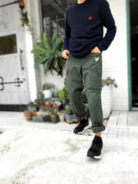 「アイテム（カーゴパンツ）」を使った、SHIROさん（メンズ・169cm・30代）の冬コーディネート