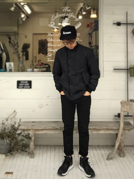 「MAISON KITSUNE」｜「アイテム（ナイロンジャケット）」を使った、SHIROさん（メンズ・169cm）の冬コーディネート