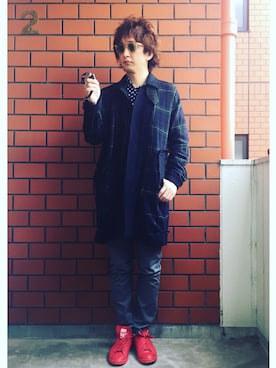 「Sacai（サカイ）のアイテム（モッズコート）」を使った、sinziwearさん（メンズ・183cm）の春コーディネート