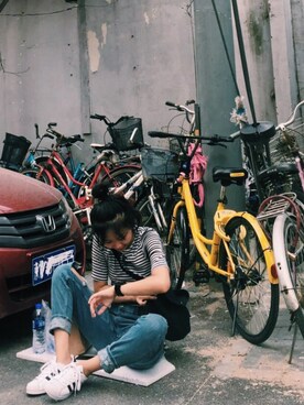 「cache cache（カシュ カシュ）のアイテム（Tシャツ/カットソー）」を使った、wangzyuさん（レディース・172cm）の夏コーディネート