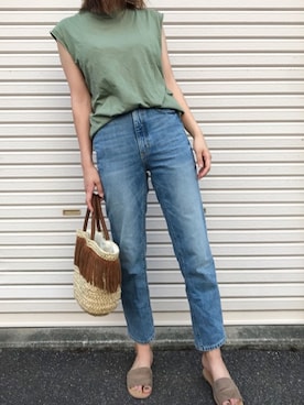 「ハイウエストストレートジーンズ」｜tohichanさん（レディース・168cm）の夏コーディネート