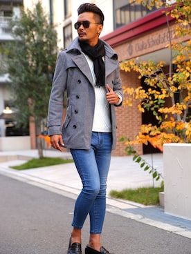 「アイテム（トレンチコート）」を使った、LUX STYLE staffさん（メンズ・180cm）の冬コーディネート