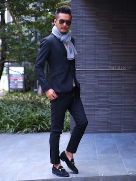 「アイテム（テーラードジャケット）」を使った、LUX STYLE staffさん（メンズ・180cm）の冬コーディネート