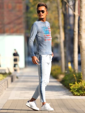 「TOMMY HILFIGER（トミーヒルフィガー）のアイテム（シューズ）」を使った、LUX STYLE staffさん（メンズ・180cm）の冬コーディネート