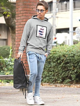 「LUXSTYLE（ラグスタイル）のアイテム（パンツ）」を使った、LUX STYLE staffさん（メンズ・170cm）の冬コーディネート