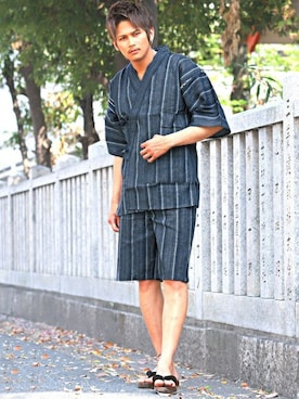 「アイテム（浴衣、その他）」を使った、LUX STYLE staffさん（メンズ・180cm）の夏コーディネート