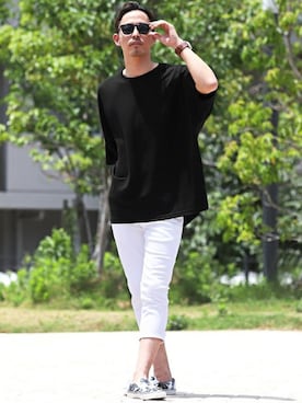 「LUXSTYLE（ラグスタイル）のアイテム（パンツ）」を使った、LUX STYLE staffさん（メンズ・181cm）の夏コーディネート