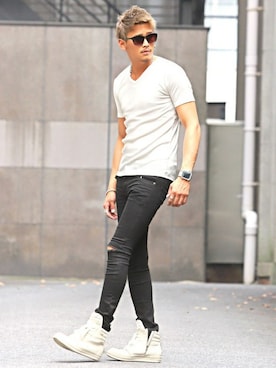 「LUXSTYLE（ラグスタイル）のアイテム（パンツ）」を使った、LUX STYLE staffさん（メンズ・181cm）の秋コーディネート