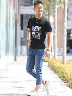 「LUXSTYLE（ラグスタイル）のアイテム（パンツ）」を使った、LUX STYLE staffさん（メンズ・171cm）の夏コーディネート