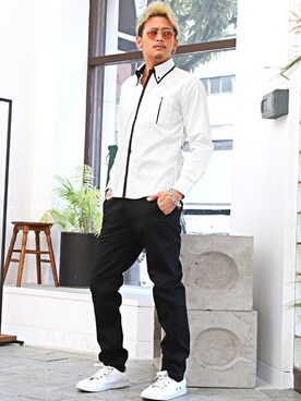 「LUXSTYLE（ラグスタイル）のアイテム（パンツ）」を使った、LUX STYLE staffさん（メンズ・180cm）の夏コーディネート