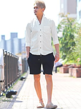 「LUXSTYLE（ラグスタイル）のアイテム（パンツ）」を使った、LUX STYLE staffさん（メンズ・180cm）の夏コーディネート