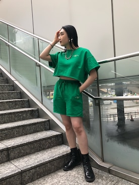 「スウエットパンツ」｜「アイテム（ブーツ）」を使った、yukoさん（レディース・158cm）の春コーディネート