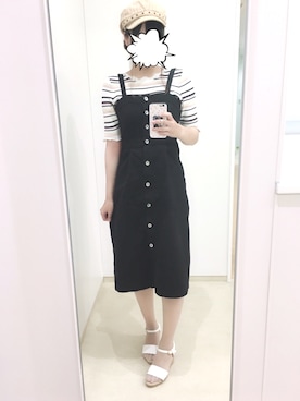 「FUN（ファン）のアイテム（サロペット/オーバーオール）」を使った、はるさん（レディース・165cm）の夏コーディネート