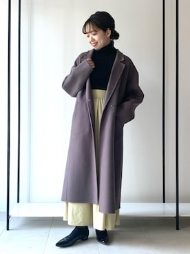 「一押しのアウタースタイル」｜「アイテム（チェスターコート）」を使った、KOUDAさん（レディース・152cm）の冬コーディネート