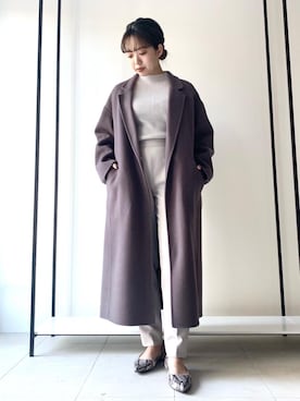 「一押しのアウタースタイル」｜「アイテム（チェスターコート）」を使った、KOUDAさん（レディース・152cm）の冬コーディネート