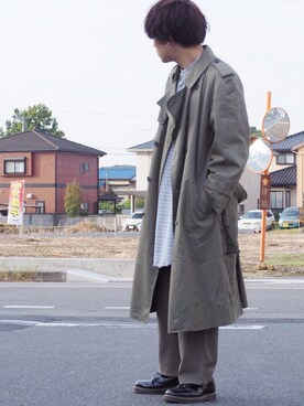 「オリーブ」｜「アイテム（トレンチコート）」を使った、H.Kさん（メンズ・168cm）の秋コーディネート