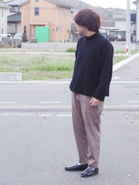 「lot holon（ロットホロン）のアイテム（ニット/セーター）」を使った、H.Kさん（メンズ・168cm）の冬コーディネート