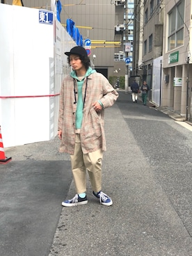 「CIAOPANIC（チャオパニック）のアイテム（その他アウター）」を使った、小林さん（メンズ・180cm）の春コーディネート