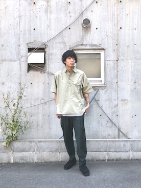 「ピスタチオ」｜「アイテム（モカシン/デッキシューズ）」を使った、小林さん（メンズ・180cm）の夏コーディネート