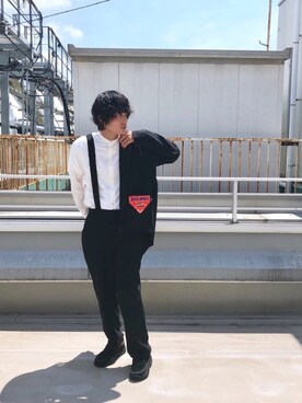 「BIG MAC（ビッグマック）のアイテム（スラックス）」を使った、小林さん（メンズ・180cm）の秋コーディネート