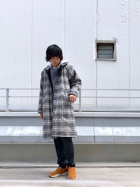 「グラミチ」｜「アイテム（ステンカラーコート）」を使った、小林さん（メンズ・180cm）の秋コーディネート