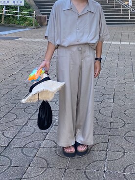「RYO TAKASHIMA（リョウタカシマ）のアイテム（スラックス）」を使った、波瑠さん（メンズ・161cm）の冬コーディネート