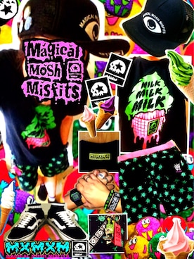 「MAGICAL MOSH MISFITS（マジカルモッシュミスフィッツ）のアイテム（財布/小物）」を使った、きのこ＠毒x毒x毒さん（メンズ・180cm）の夏コーディネート