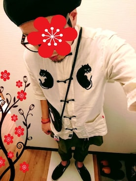 「THUNDERBOX（サンダーボックス）のアイテム」を使った、きのこ＠毒x毒x毒さん（メンズ・180cm）の春コーディネート