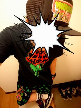 「MXMXM」｜「アイテム（財布/小物）」を使った、きのこ＠毒x毒x毒さん（メンズ・180cm）の夏コーディネート