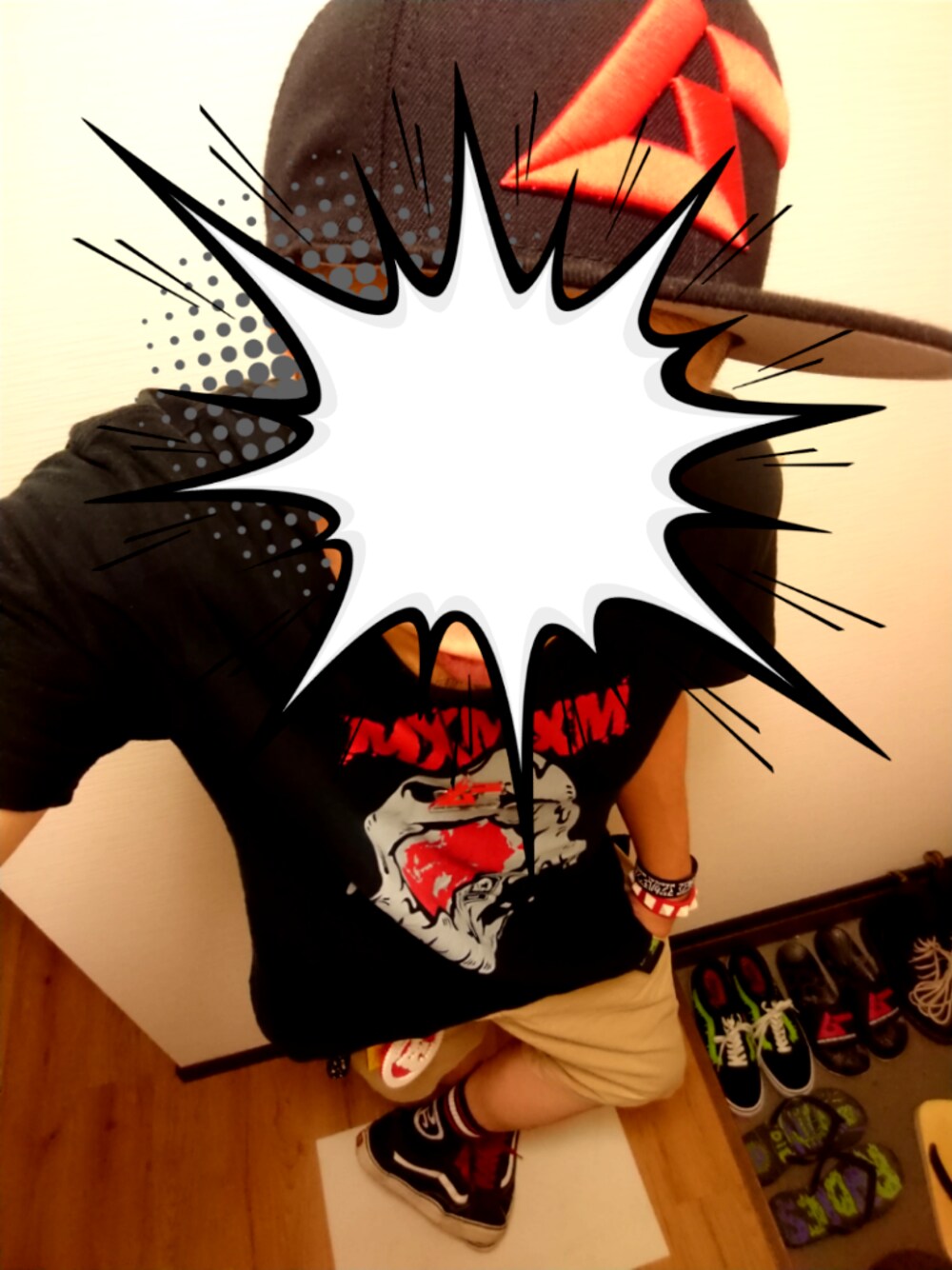 「ロリクレ、ROLLINGCRADLE、月刊ムー、ムー、ユニクロ、MXMXM、マモミ、VANS、VANS OLDSKOOL」｜「ROLLING CRADLEのアイテム（キャップ、ブラック系）」を使った、きのこ＠毒x毒x毒さん（メンズ・180cm）の夏コーディネートの1枚目の写真