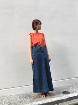 「Moname（モナーム）のアイテム（スカート）」を使った、me & youさん（レディース・163cm）の夏コーディネート
