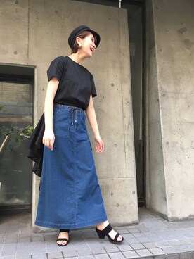 「Moname（モナーム）のアイテム（スカート）」を使った、me & youさん（レディース・163cm）の夏コーディネート