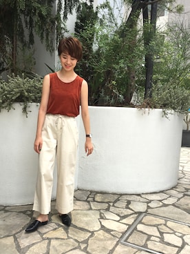 「Moname（モナーム）のアイテム（その他パンツ）」を使った、me & youさん（レディース・163cm）の夏コーディネート