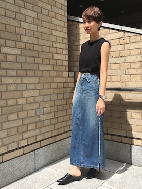 「Moname（モナーム）のアイテム（スカート）」を使った、me & youさん（レディース・163cm）の夏コーディネート